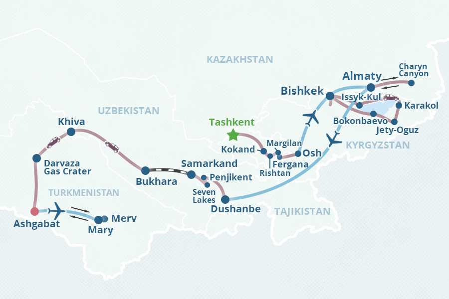 Туристический маршрут по центральной азии